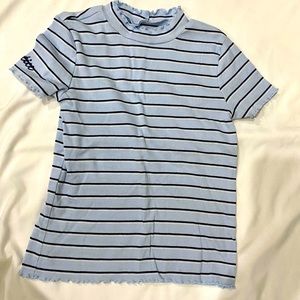 Girls’ Striped Mockneck Short Sleeve Tee